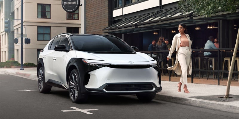 A 2024 Toyota bZ4X being admired near Pleasant Hills, PA