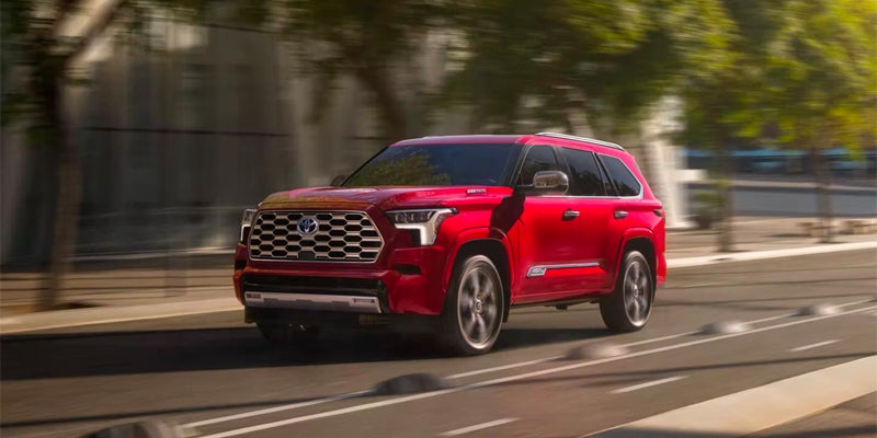 A 2024 Toyota Sequoia driving down a road near Pleasant Hills, PA 