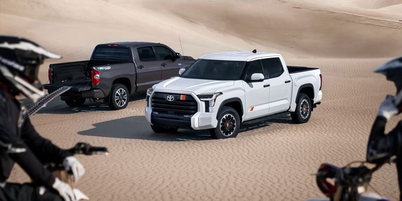 Toyota Tundra standing in a desert area showcasing its unique design.