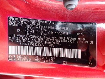 2020 Toyota Sienna XLE 7 Passenger