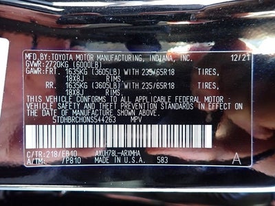 2022 Toyota Highlander Hybrid XLE