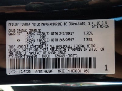 2026 Toyota Tacoma SR