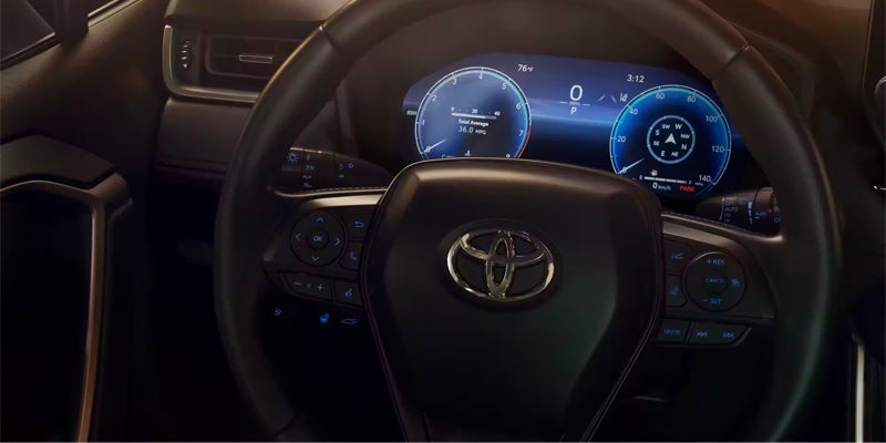 The 2024 Toyota RAV4 Hybrid dashboard with safety features in Pleasant Hills, PA