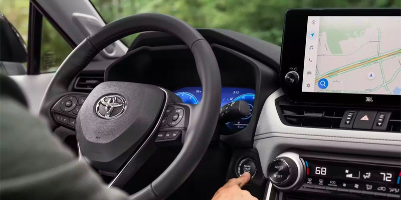 Push button start on a 2024 Toyota RAV4 in Pleasant Hills, PA